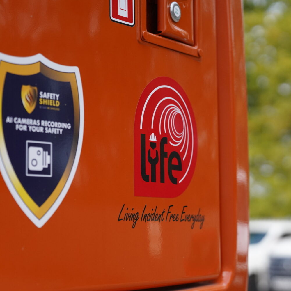 LIFE and Safety Shield branding on Joseph Gallagher Group’s new Hitachi excavator.