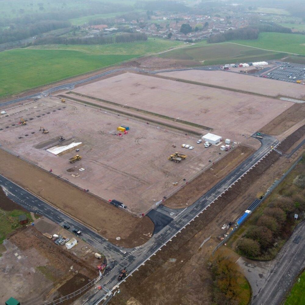 Aerial view of the onshore construction area